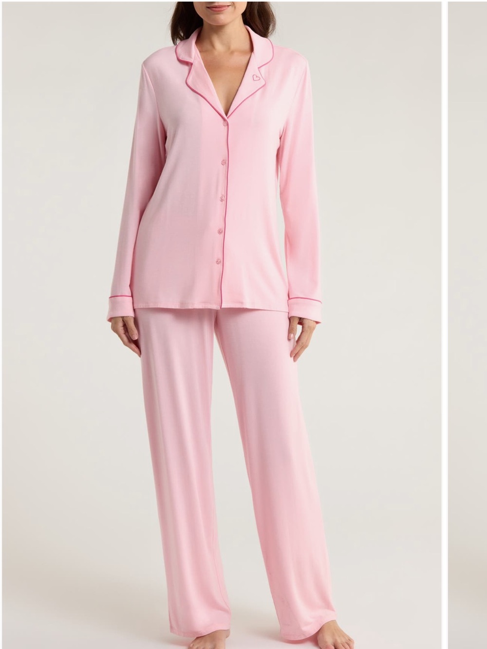 Women's Classic Pink Button-Front Pajama Set